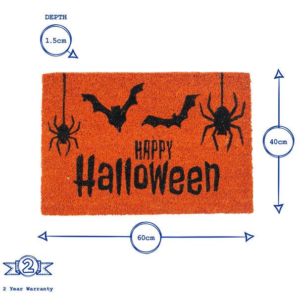 Nicola Spring 60cm X 40cm Orange Happy Halloween Coir Door Mat