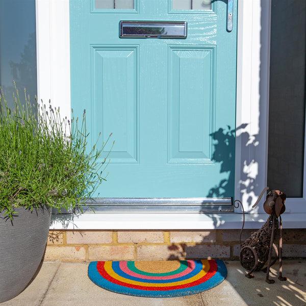Nicola Spring 60cm X 40cm Pastel Rainbow Coir Half Moon Door Mat