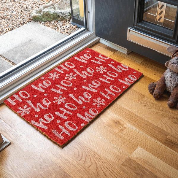 Nicola Spring 60cm X 40cm Red Ho Ho Ho Coir Door Mat