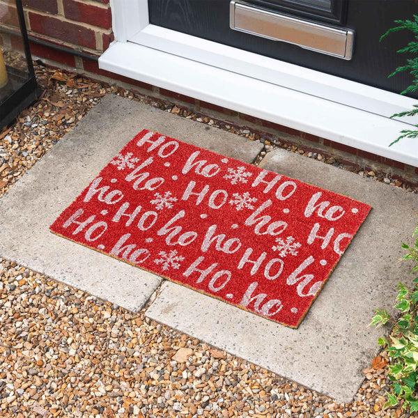 Nicola Spring 60cm X 40cm Red Ho Ho Ho Coir Door Mat