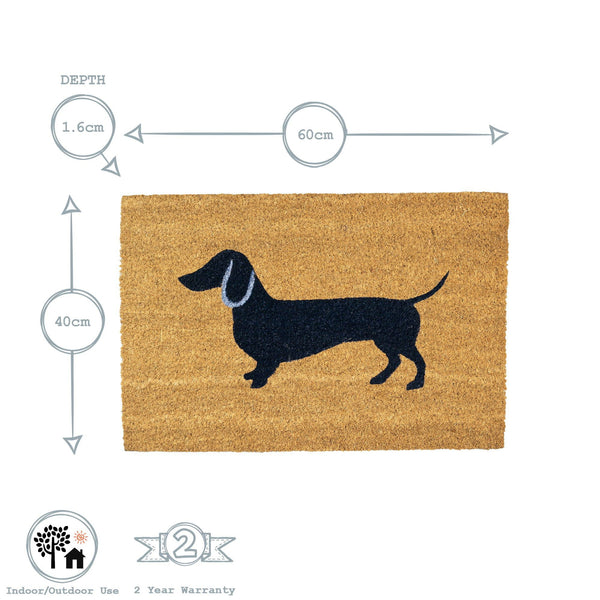 Nicola Spring 60cm X 40cm Sausage Dog Coir Door Mat