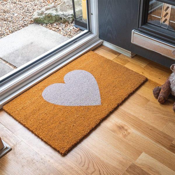 Nicola Spring 60cm X 40cm White Heart Coir Door Mat