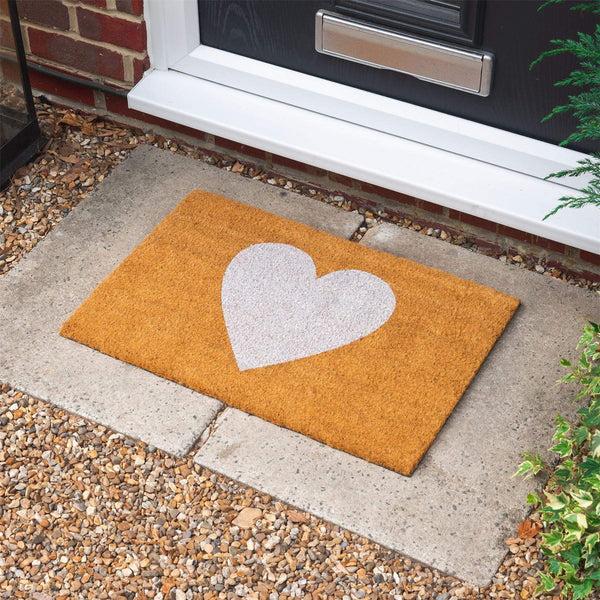 Nicola Spring 60cm X 40cm White Heart Coir Door Mat