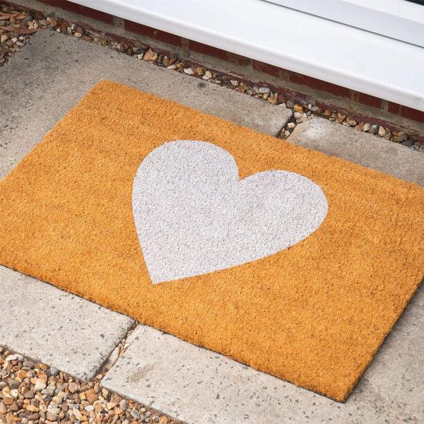 Nicola Spring 60cm X 40cm White Heart Coir Door Mat