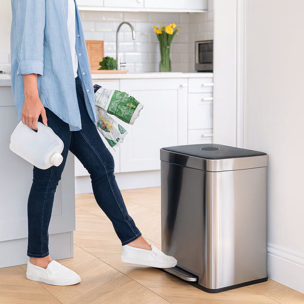 Nicola Spring 60L (2 X 30L) Stainless Steel Double Kitchen Pedal Bin