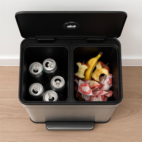 Nicola Spring 60L (2 X 30L) Stainless Steel Double Kitchen Pedal Bin