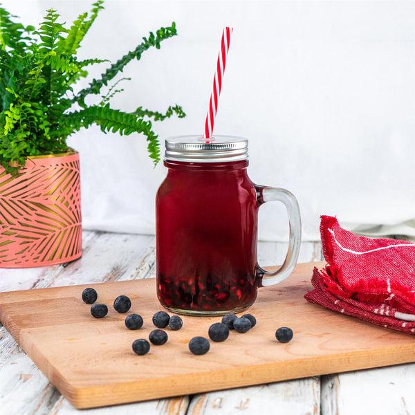 Nicola Spring 620ml Mason Drinking Jar Glasses With Straws - Pack Of Four