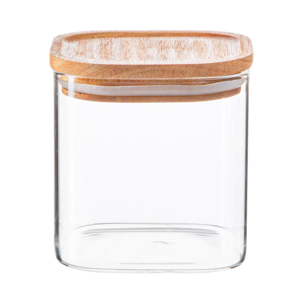 nicola spring 680ml Square Glass Storage Jar with Wooden Lid