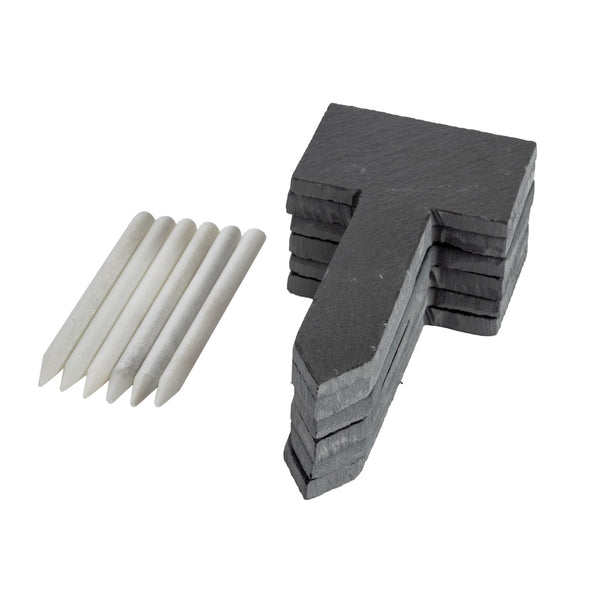 nicola spring 6pc Slate Plant Marker Labels Set with Chalk Pencils