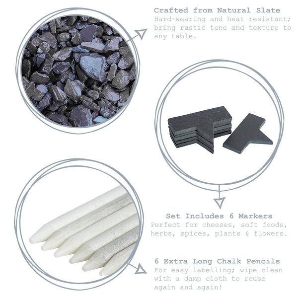 Nicola Spring 6pc Slate Plant Markers Set With Chalk Pencils