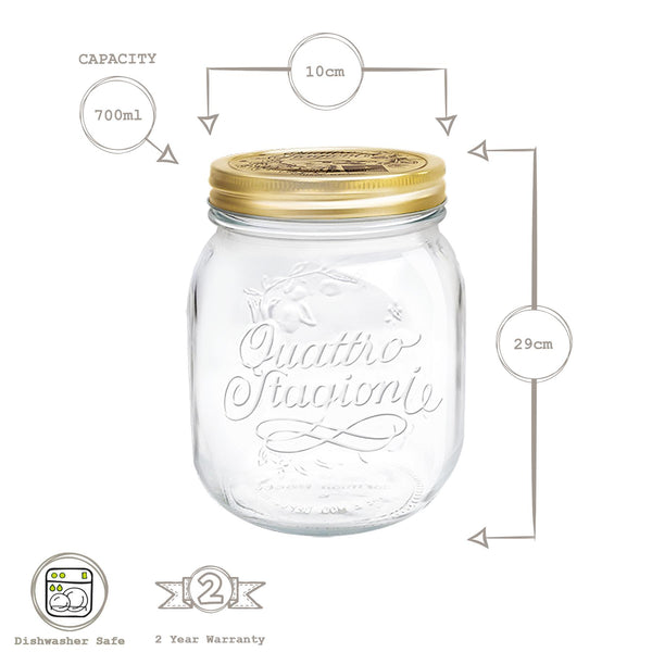 Nicola Spring 700ml Quattro Stagioni Glass Storage Jar