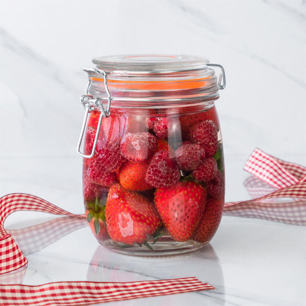 Nicola Spring 750ml Air Tight Classic Glass Storage Jar + Four Free Coloured Seals