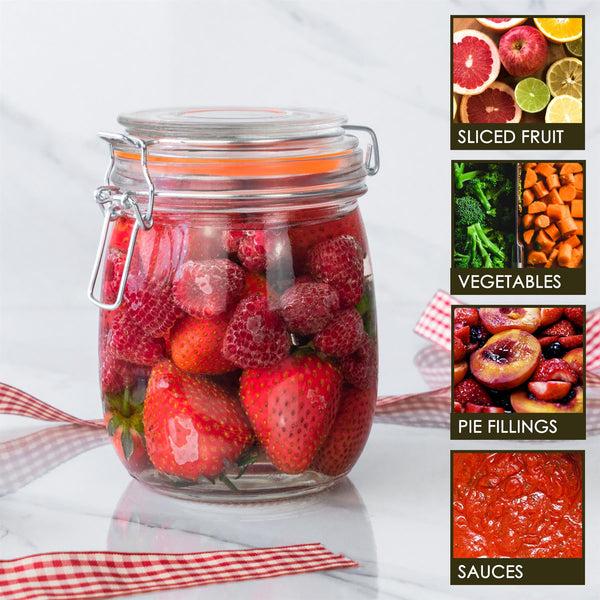 Nicola Spring 750ml Air Tight Classic Glass Storage Jar + Four Free Coloured Seals