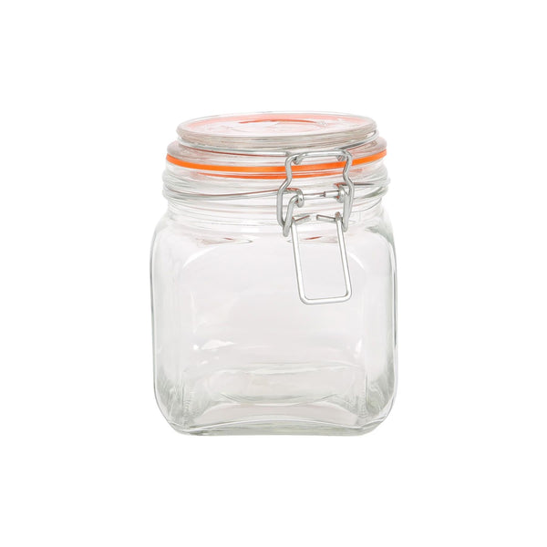 nicola spring 760ml Air tight Square Glass Jar with Clip-Top Lid