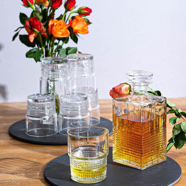 Nicola Spring 7pc Bartender Novecento Whisky Decanter & Glasses Set