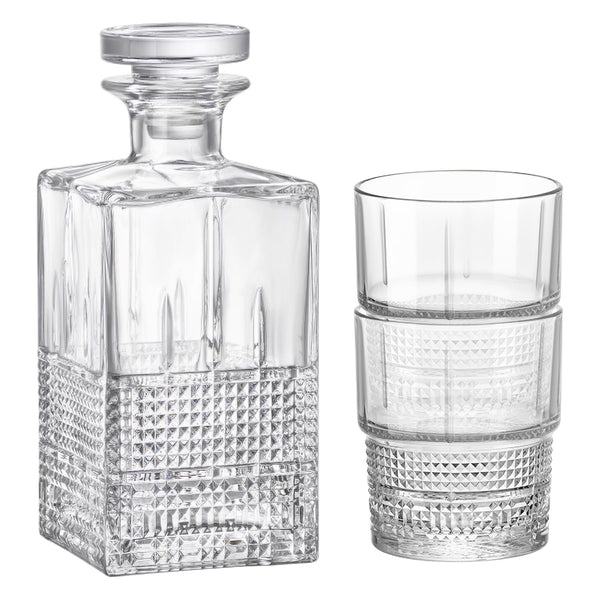 nicola spring 7pc Bartender Novecento Whisky Decanter & Glasses Set