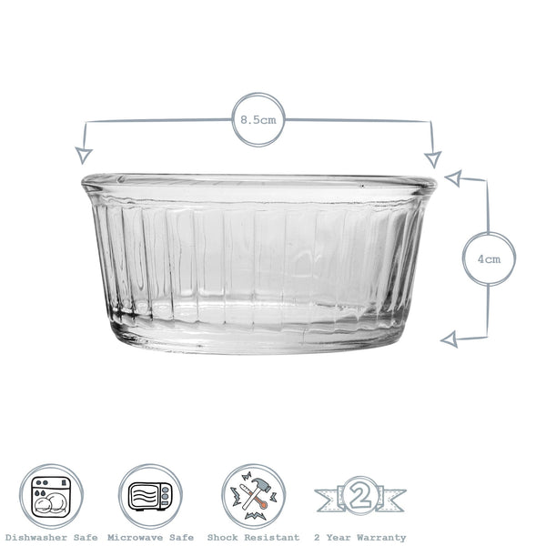 Nicola Spring 8.5cm Clear Oven Chef Glass Ramekins - Pack Of Four