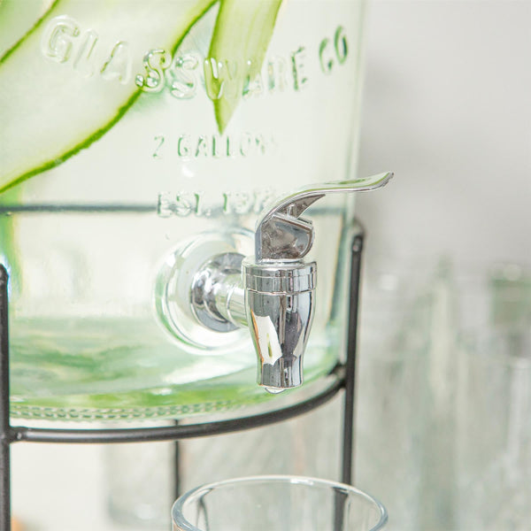 Nicola Spring 8.7L Glass Drinks Dispenser With Tap & Black Stand