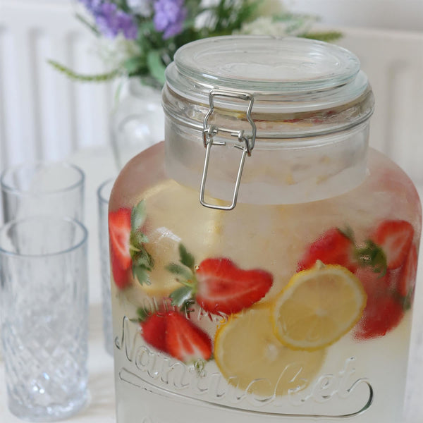 Nicola Spring 8.7L Glass Drinks Dispenser With Tap & Bucket Stand