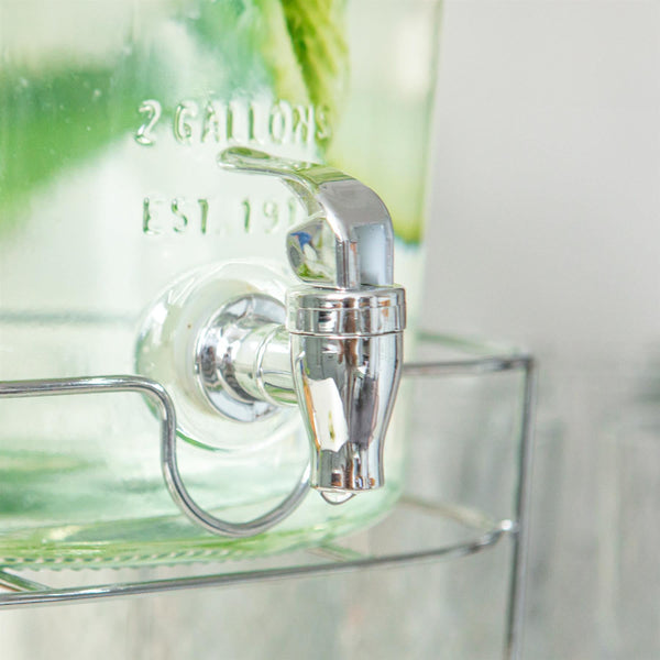Nicola Spring 8.7L Glass Drinks Dispenser With Tap & Chrome Stand