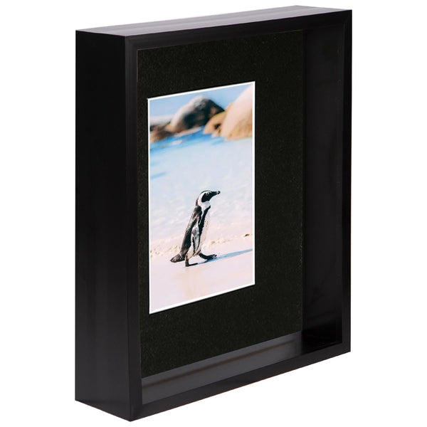nicola spring 8" x 10" Black 3D Deep Box Photo Frame - with 4" x 6" Mount