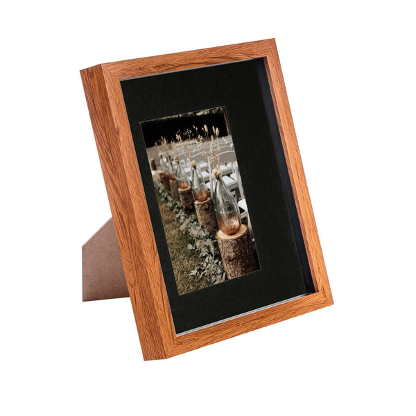 nicola spring 8" x 10" Dark Wood 3D Box Photo Frame - with 4" x 6" Mount