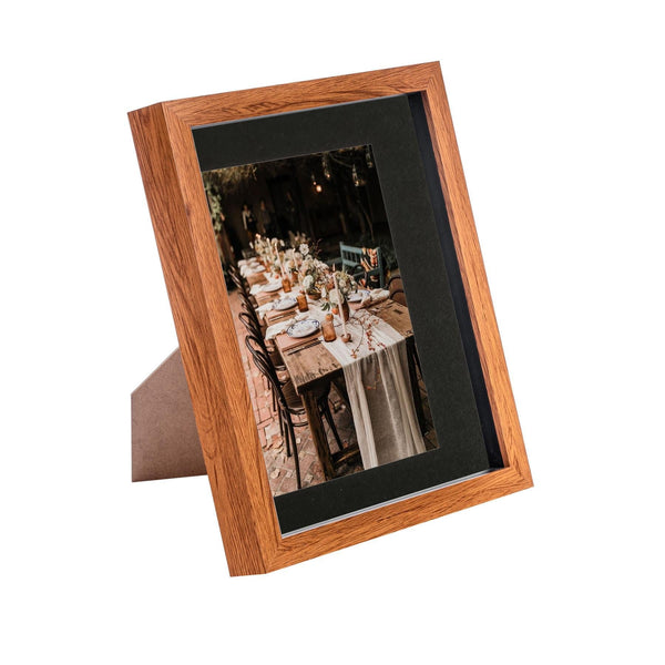 nicola spring 8" x 10" Dark Wood 3D Box Photo Frame - with 5" x 7" Mount