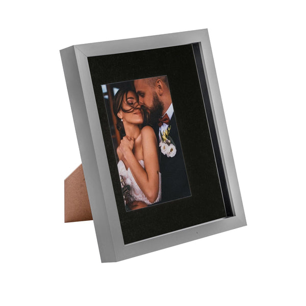 nicola spring 8" x 10" Grey 3D Box Photo Frame - with 4" x 6" Mount