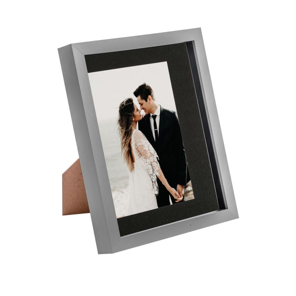 nicola spring 8" x 10" Grey 3D Box Photo Frame - with 5" x 7" Mount
