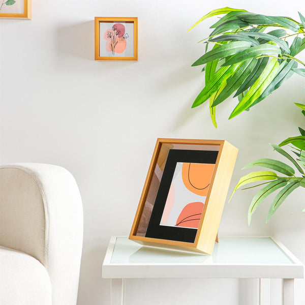 Nicola Spring 8" X 10" Light Wood 3D Deep Box Photo Frame - With 5" X 7" Mount
