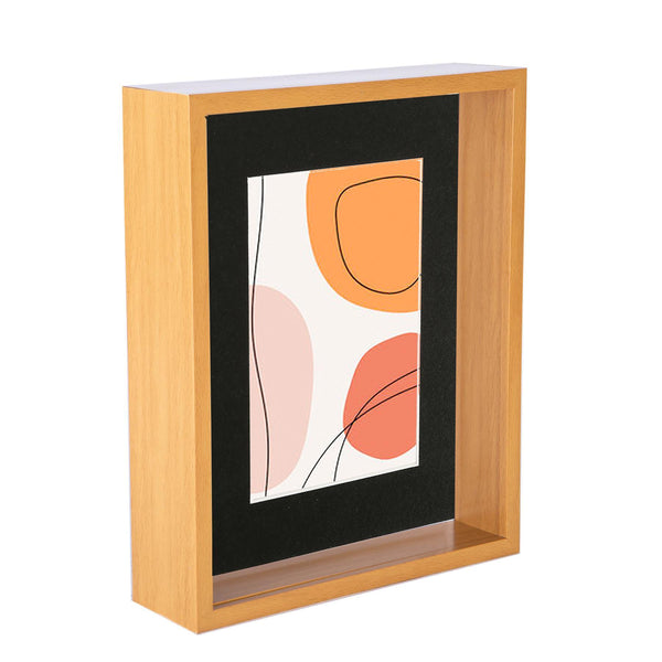 nicola spring 8" x 10" Light Wood 3D Deep Box Photo Frame - with 5" x 7" Mount