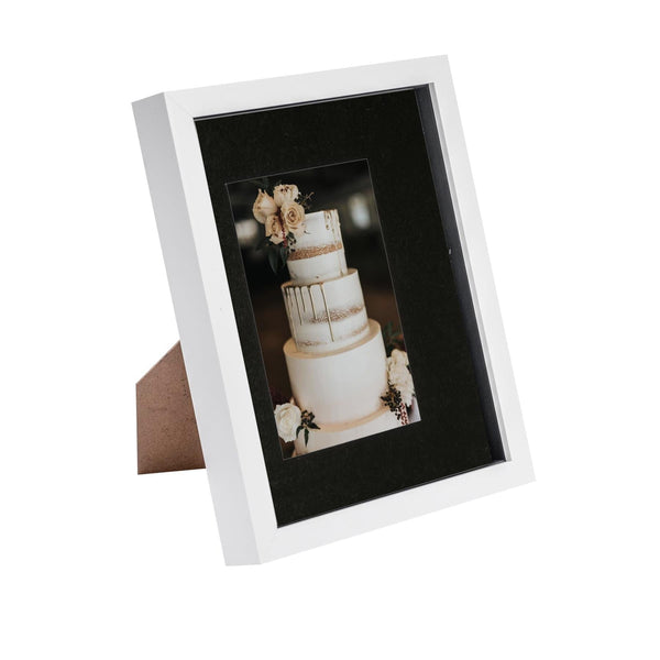 nicola spring 8" x 10" White 3D Box Photo Frame - with 4" x 6" Mount