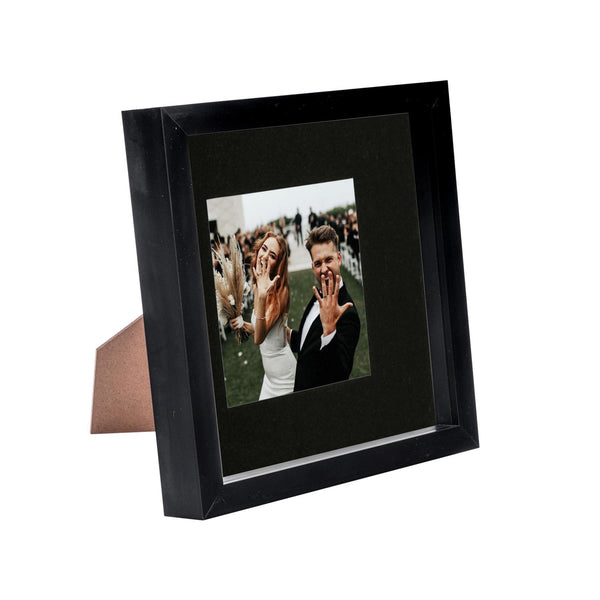 nicola spring 8" x 8" Black 3D Box Photo Frame - with 4" x 4" Mount