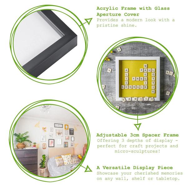 Nicola Spring 8" X 8" Dark Wood 3D Box Photo Frame - With 4" X 4" Mount