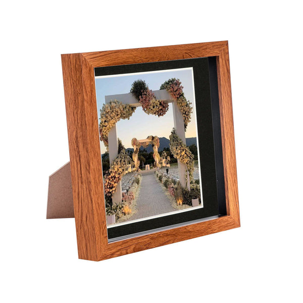 nicola spring 8" x 8" Dark Wood 3D Box Photo Frame - with 6" x 6" Mount