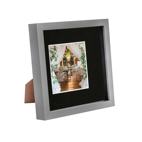 nicola spring 8" x 8" Grey 3D Box Photo Frame - with 4" x 4" Mount