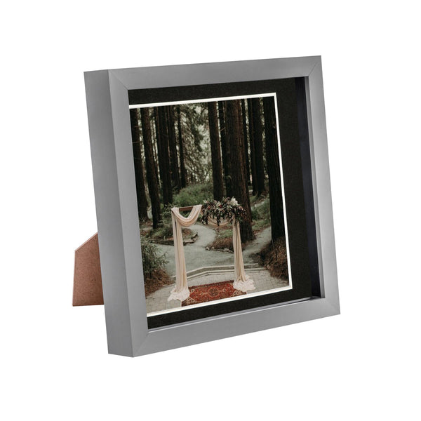 nicola spring 8" x 8" Grey 3D Box Photo Frame - with 6" x 6" Mount