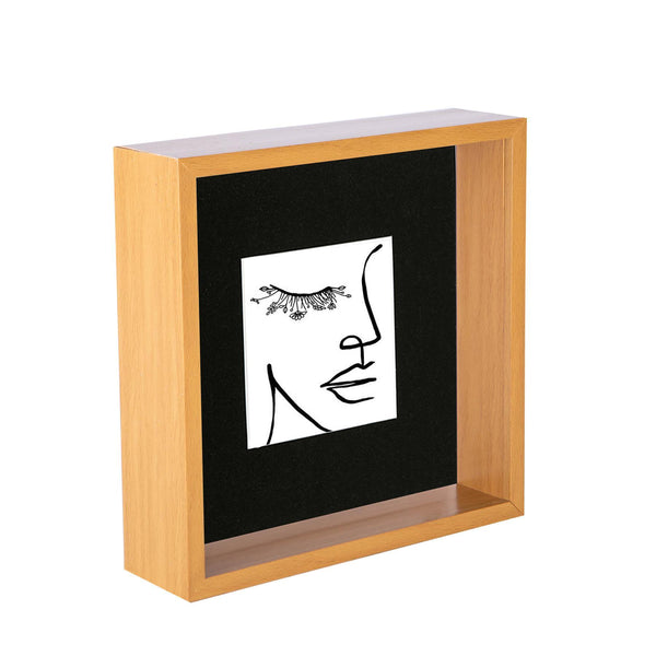 nicola spring 8" x 8" Light Wood 3D Deep Box Photo Frame - with 4" x 4" Mount