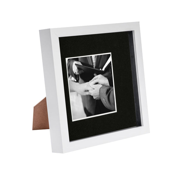 nicola spring 8" x 8" White 3D Box Photo Frame - with 4" x 4" Mount