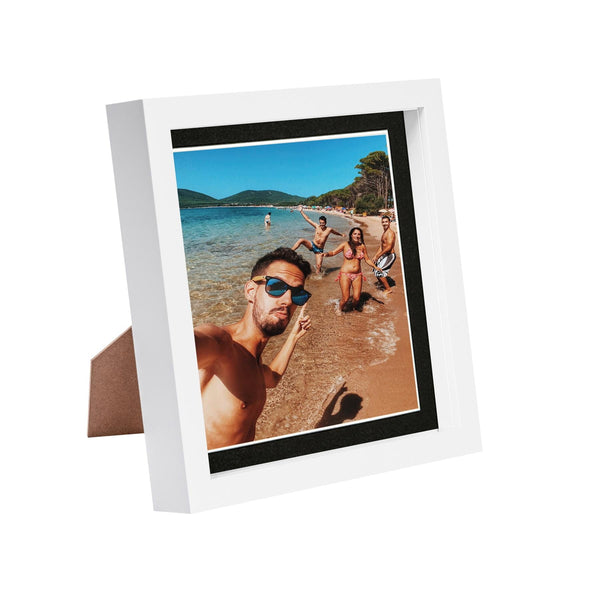 nicola spring 8" x 8" White 3D Box Photo Frame with 6" x 6" Mount