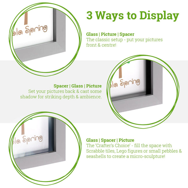 Nicola Spring 8" X 8" White 3D Deep Box Photo Frame - With 4" X 4" Mount