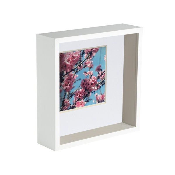 nicola spring 8" x 8" White 3D Deep Box Photo Frame - with 4" x 4" Mount