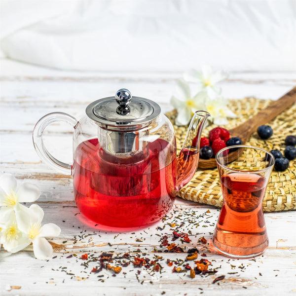 Nicola Spring 800ml Tall Glass Teapot With Stainless Steel Infuser