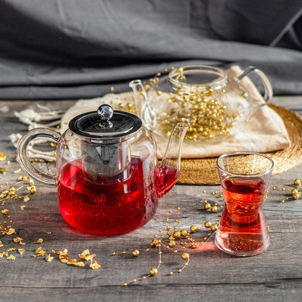 Nicola Spring 800ml Tall Glass Teapot With Stainless Steel Infuser