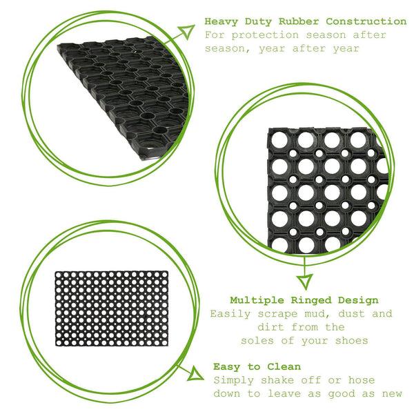 Nicola Spring 80cm X 60cm Black Heavy Duty Rubber Door Mat