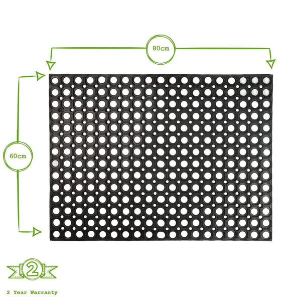 Nicola Spring 80cm X 60cm Black Heavy Duty Rubber Door Mat