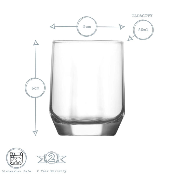 Nicola Spring 80ml Diamond Shot Glasses - Pack Of Six