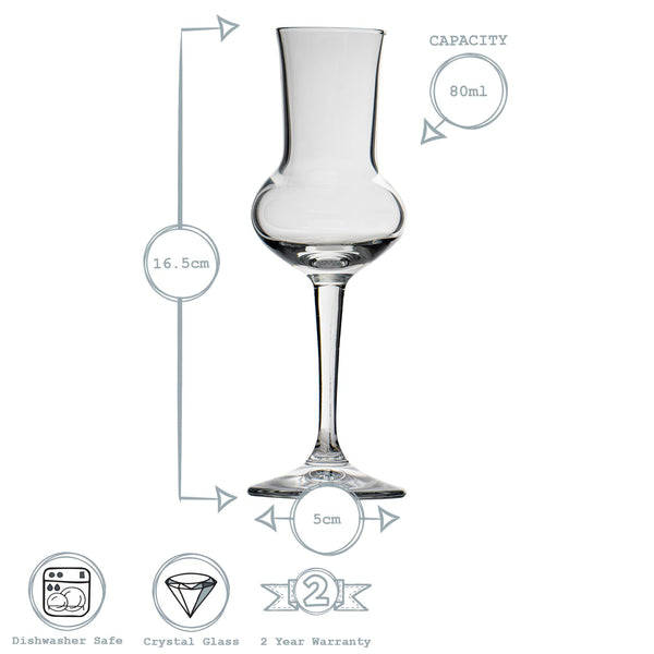 Nicola Spring 80ml Restaurant Grappa Glasses - Pack Of Six