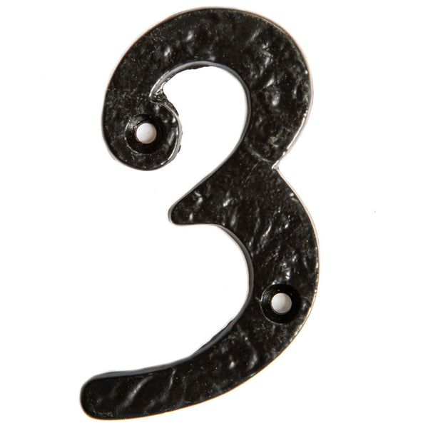 nicola spring 80mm Black Rustic Iron House Number 3