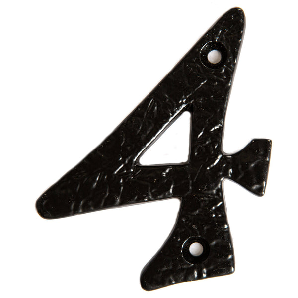 nicola spring 80mm Black Rustic Iron House Number 4